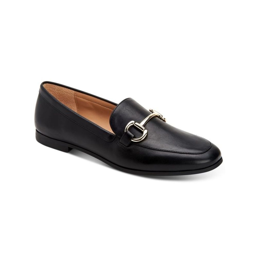 INC Womens Black Horse Bit Gayyle Toe Block Heel Slip On Leather Loafers 10 M